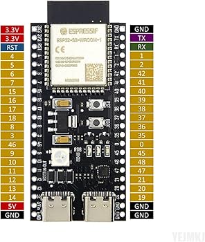 הבקר של הקורס: ESP32-S3-WROOM-1 עם סימון הפינים
